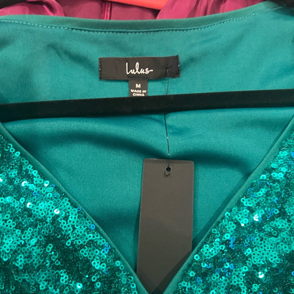 LuLus Glitzy Celebration Emerald Green Sequin Two-Piece Mini Dress | NYE - Picture 11 of 12